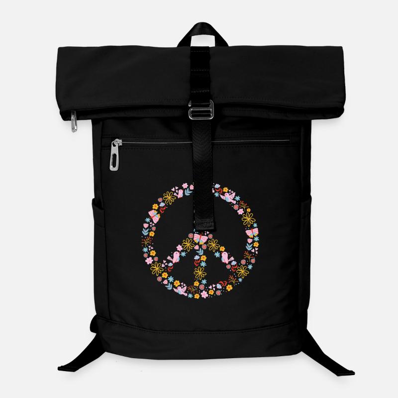 Blumenpeace Peacezeichen Muster Laptop-Rucksack 