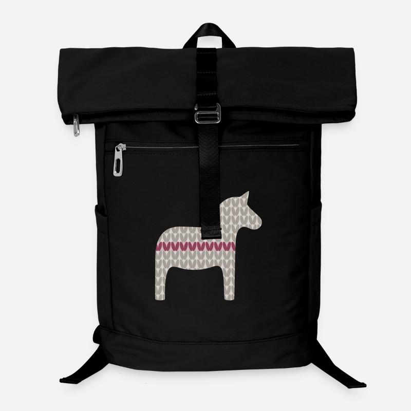 Dalapferd Strickmuster Weihnachten rot grau skandi Laptop-Rucksack 