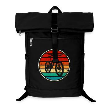 Coucher de soleil à vélo arc-en-ciel rétro - Sac à dos ordinateur - noir - Devant
