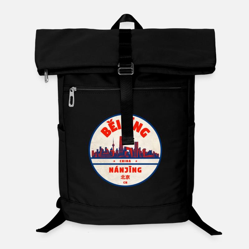 Beijing Nanjing Skyline Vintage Round Laptop Backpack