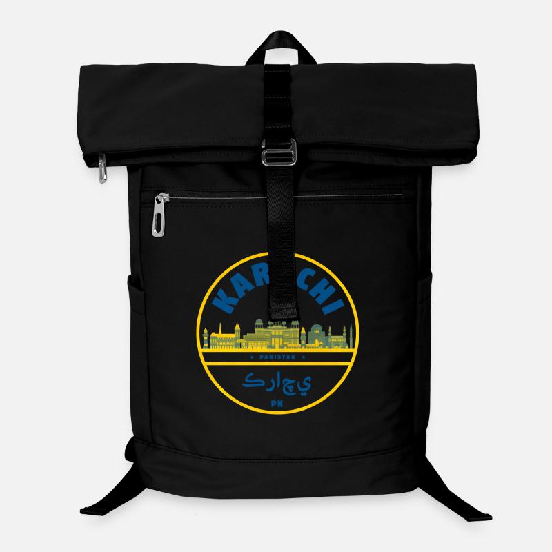 Emblème de la silhouette de Karachi Pakistan Sac à dos ordinateur