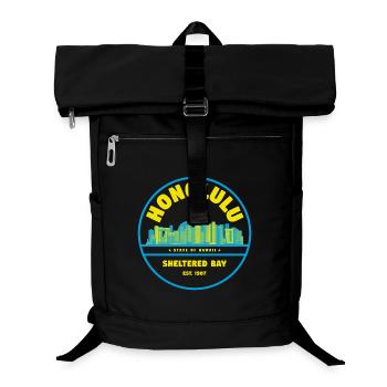 Honolulu Skyline Retro Abzeichen - Laptop-Rucksack  - Schwarz - Vorne