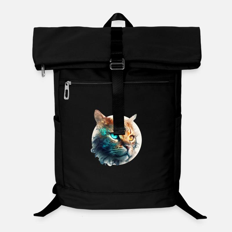 Beautiful cat with two eye colors, heterochromia - Laptop Backpack - black