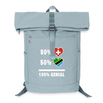 Ruanda und Schweiz 100% Genial Flagge - Laptop-Rucksack  - Eisblau - Vorne
