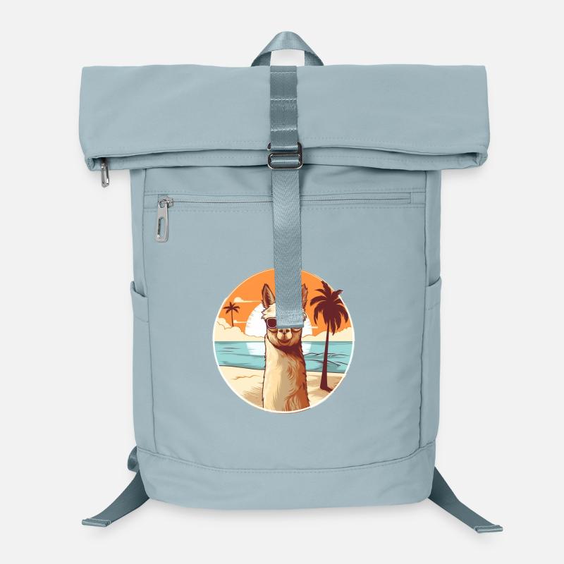 Lama sur la plage avec des lunettes de soleil Sac à dos ordinateur