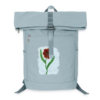 Rostrote Blume mit Grünen Blättern - Laptop-Rucksack  - Eisblau - Vorne