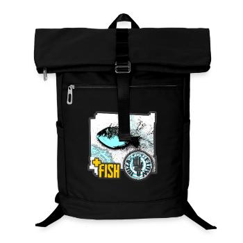 Aquatic Fish Illustration with Activist Badge - Laptop-Rucksack  - Schwarz - Vorne