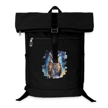 Power Animal Owl, Wisdom, Intuition, Shamanic - Laptop Backpack - black - Front