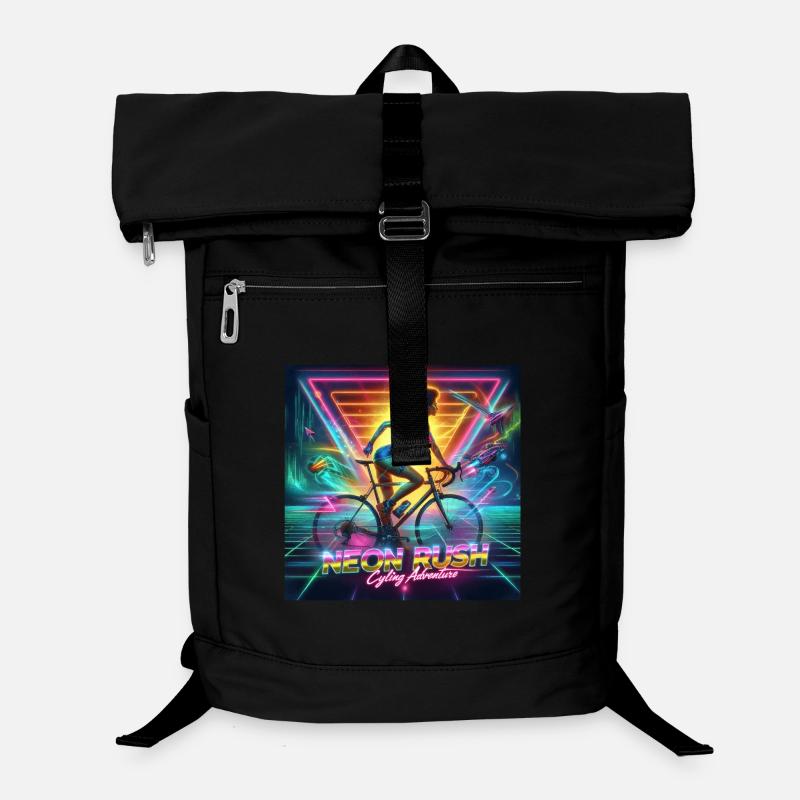 Neon Rush - Affiche de style cyclisme fille des années 80 Sac à dos ordinateur