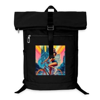 Heilige Familie Vintage Mädchen auf Fahrrad - Laptop-Rucksack  - Schwarz - Vorne