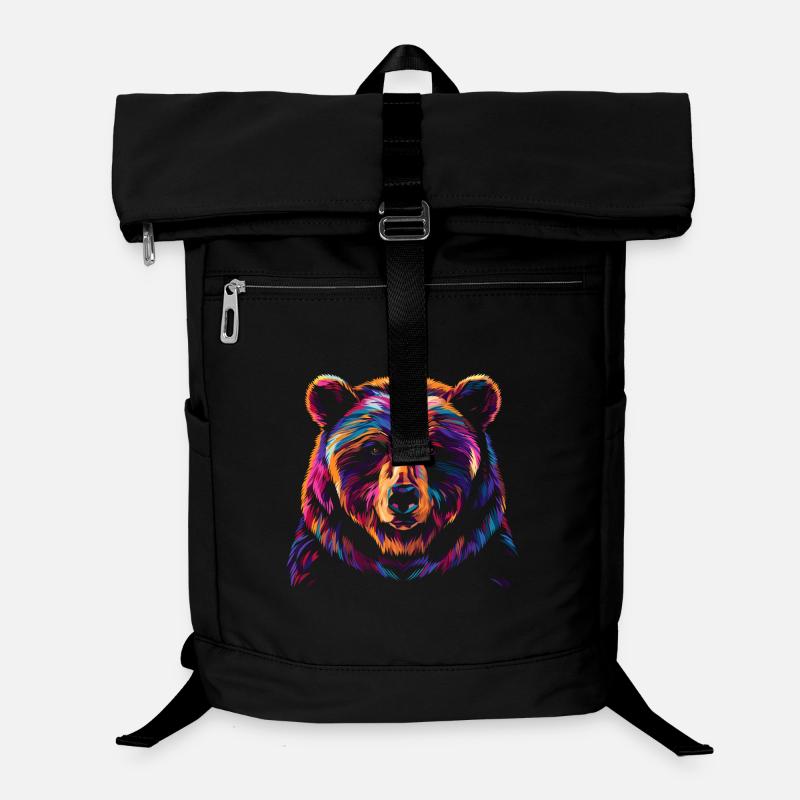Colorful Bear Illustration - Laptop Backpack - black