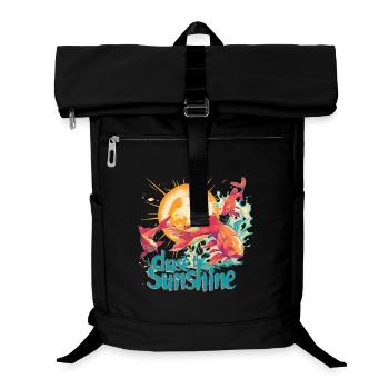 À la poursuite du soleil, Poissons, le soleil dans un style rétro - Sac à dos ordinateur - noir - Devant