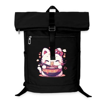 Cat eating Ramen - Laptop Backpack - black - Front