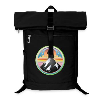 Mountains with a mountaineer on the summit - Laptop Backpack - black - Front