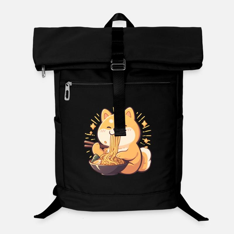 Dog eating Ramen - Laptop Backpack - black
