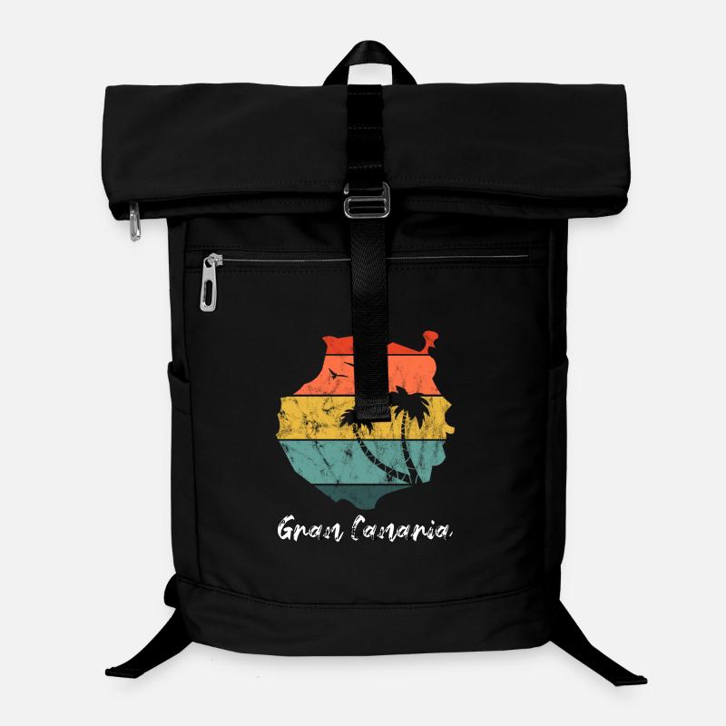Gran Canaria outline map Canary Islands retro vintage - Laptop Backpack - black