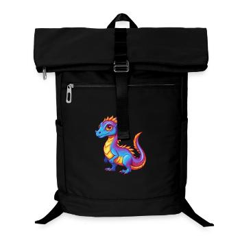 basilic coloré kawaii personnage de dessin animé clipart - Sac à dos ordinateur - noir - Devant