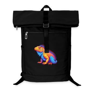Iguana Colorful Kawaii Cartoon Character Clipart - Laptop Backpack - black - Front