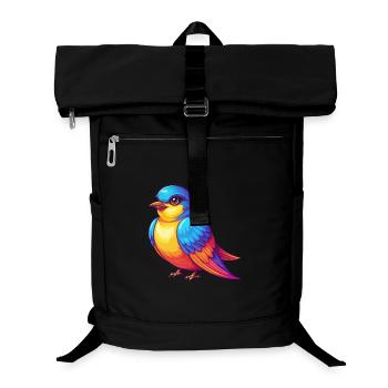 hirondelle coloré kawaii personnage de dessin animé oiseau - Sac à dos ordinateur - noir - Devant