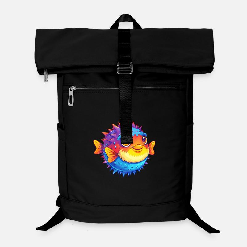 porc-épic poisson-globe dessin animé kawaii coloré Sac à dos ordinateur