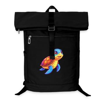 Grüne Meeresschildkröte Bunte Kawaii Cartoon Clipart - Laptop-Rucksack  - Schwarz - Vorne