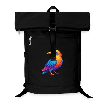 corbeau coloré Kawaii personnage de dessin animé oiseau - Sac à dos ordinateur - noir - Devant