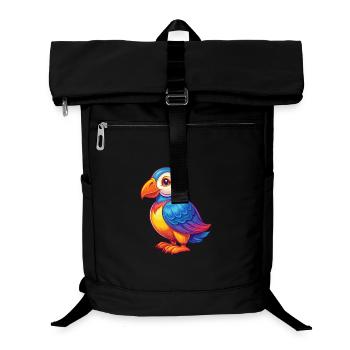 Macareux coloré Kawaii personnage de dessin animé oiseau - Sac à dos ordinateur - noir - Devant