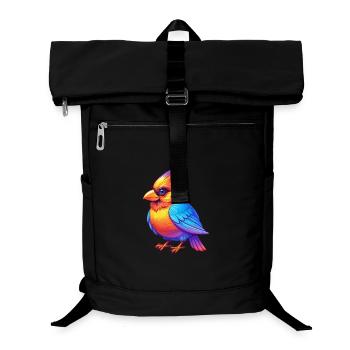 Cardinal Colorful Kawaii Cartoon Character Bird - Laptop Backpack - black - Front