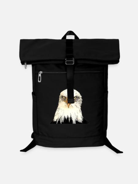Illustration de tête d’aigle avec un regard intense - Sac à dos ordinateur - noir