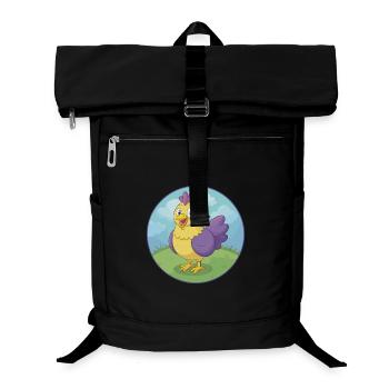 Chicken Cute Kawaii Cartoon Clipart Animal Pet - Laptop Backpack - black - Front
