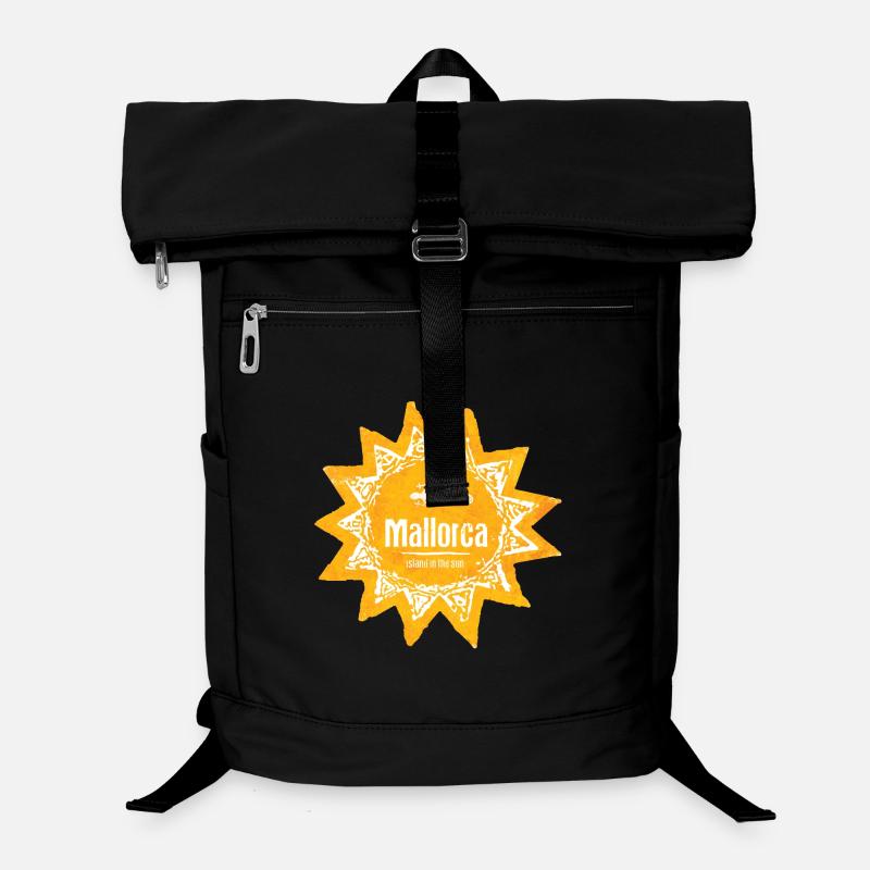 Logo du soleil de Majorque avec gecko et soleil Sac à dos ordinateur