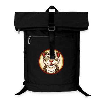 Amur Leopard Colorful Kawaii Cartoon Character Pet - Laptop Backpack - black - Front