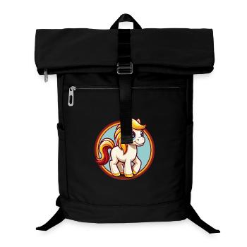 Pony Niedlich Lustig Kawaii Cartoon Clipart Tier Haustier - Laptop-Rucksack  - Schwarz - Vorne