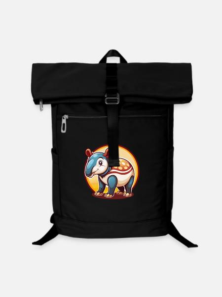 Tapir mignon drôle Kawaii dessin animé Clipart animal de compagnie - Sac à dos ordinateur - noir