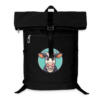 vache kawaii dessin animé personnage animal visage d’animal de compagnie - Sac à dos ordinateur - noir - Devant