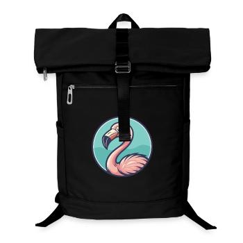 Flamingo Kawaii Cartoon Character Animal Pet Face - Laptop Backpack - black - Front