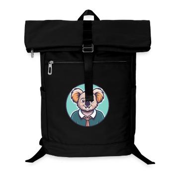Koala Kawaii Cartoon Figur Tier Haustier Gesicht - Laptop-Rucksack  - Schwarz - Vorne