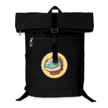Iguana Kawaii Cartoon Character Animal Pet Face - Laptop Backpack - black - Front