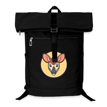 Okapi Kawaii Cartoon Character Animal Pet Face - Laptop Backpack - black - Front