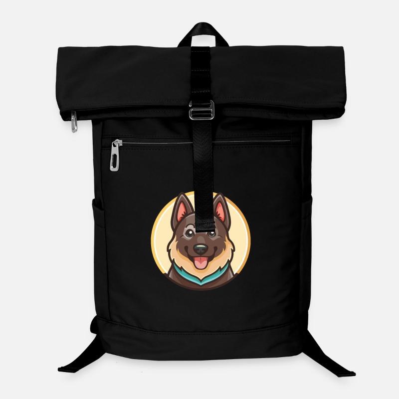 Schwarzer Norwegischer Elchhund Hunderasse Karikatur Kawaii Laptop-Rucksack 