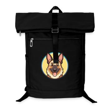 Osteuropäische Schäferhundrasse Karikatur Kawaii - Laptop-Rucksack  - Schwarz - Vorne