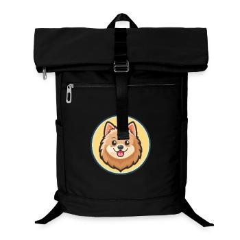 Spitz allemand chien race dessin animé Kawaii Clipart animal de compagnie - Sac à dos ordinateur - noir - Devant