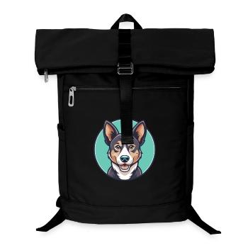 Mischling Hund Rasse Cartoon Figur Kawaii Clipart - Laptop-Rucksack  - Schwarz - Vorne