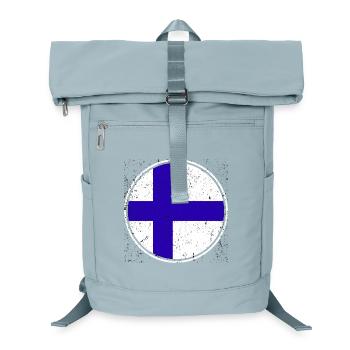Finnish Flag — Distressed Style & in a Circle - Laptop Backpack - ice blue - Front