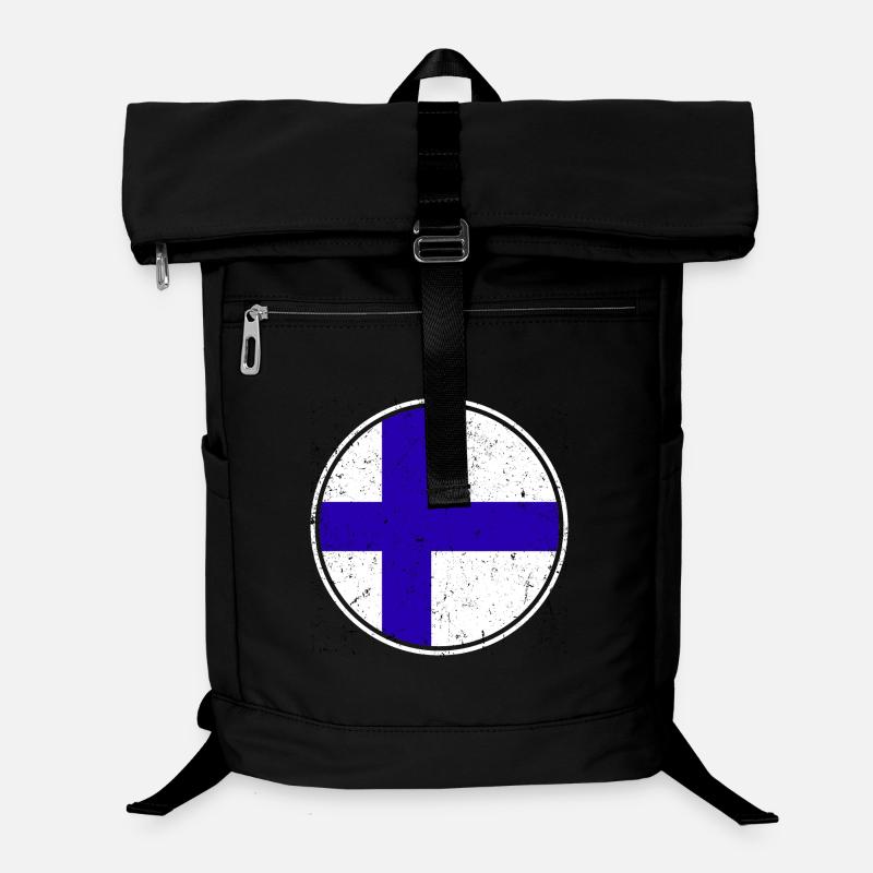 Finnische Flagge — Distressed Style & im Kreis - Laptop-Rucksack  - Schwarz