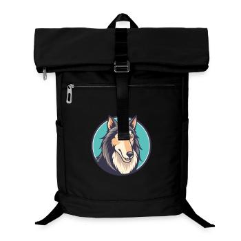 Lévrier Russe Chien Race Dessin Animé Kawaii Clipart - Sac à dos ordinateur - noir - Devant