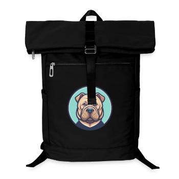 Shar Pei Dog Breed Colorful Cartoon Kawaii Clipart - Laptop Backpack - black - Front