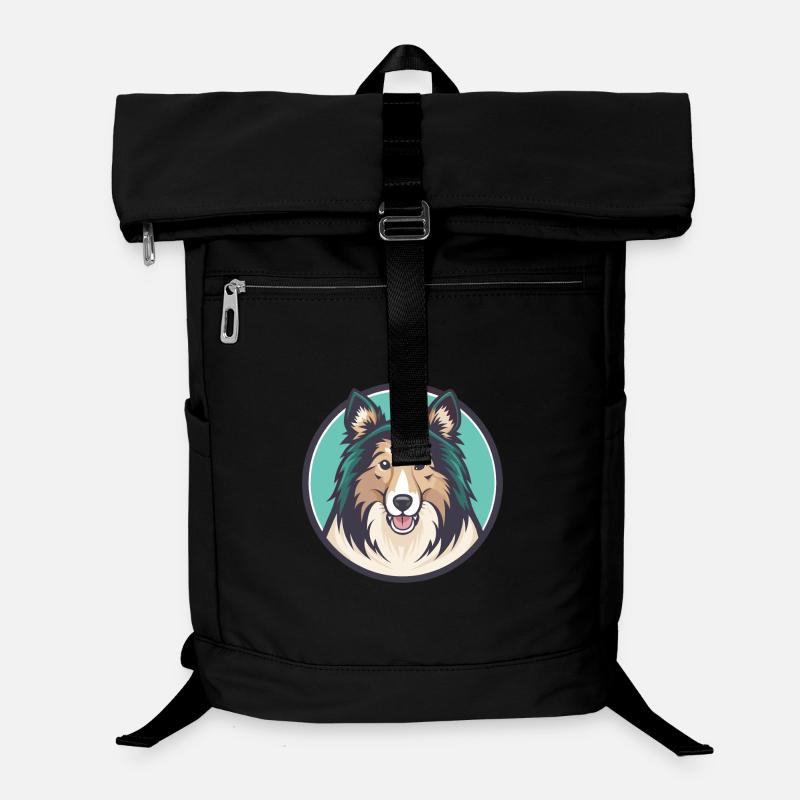 Shetland Schäferhund Hund Rasse Cartoon Kawaii Clipart Laptop-Rucksack 