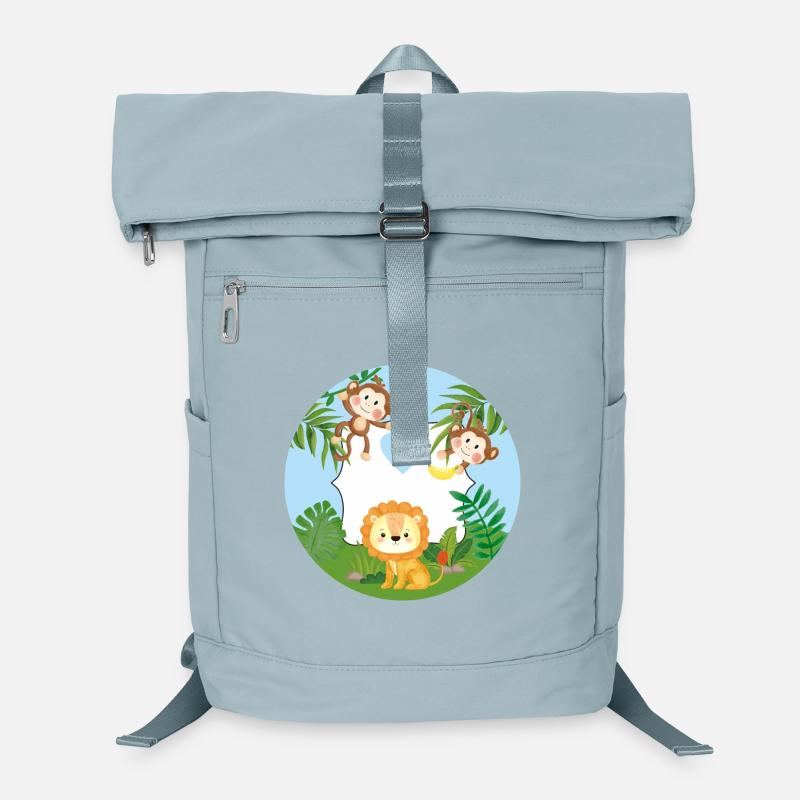 Amitié - Petits singes et lion Sac à dos ordinateur