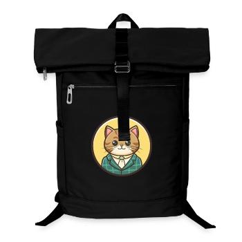 Chat droit écossais race dessin animé Kawaii Animal - Sac à dos ordinateur - noir - Devant